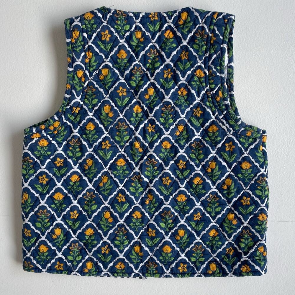 JAPNA Quilted Floral Indian Cotton Open Vest / Sz M / Boho Retro Hippie - Picture 6 of 10